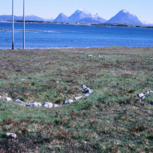 Noen av de mange gravminnene vi finner på Kuløya. Foto: NTNU Vitenskapsmuseet