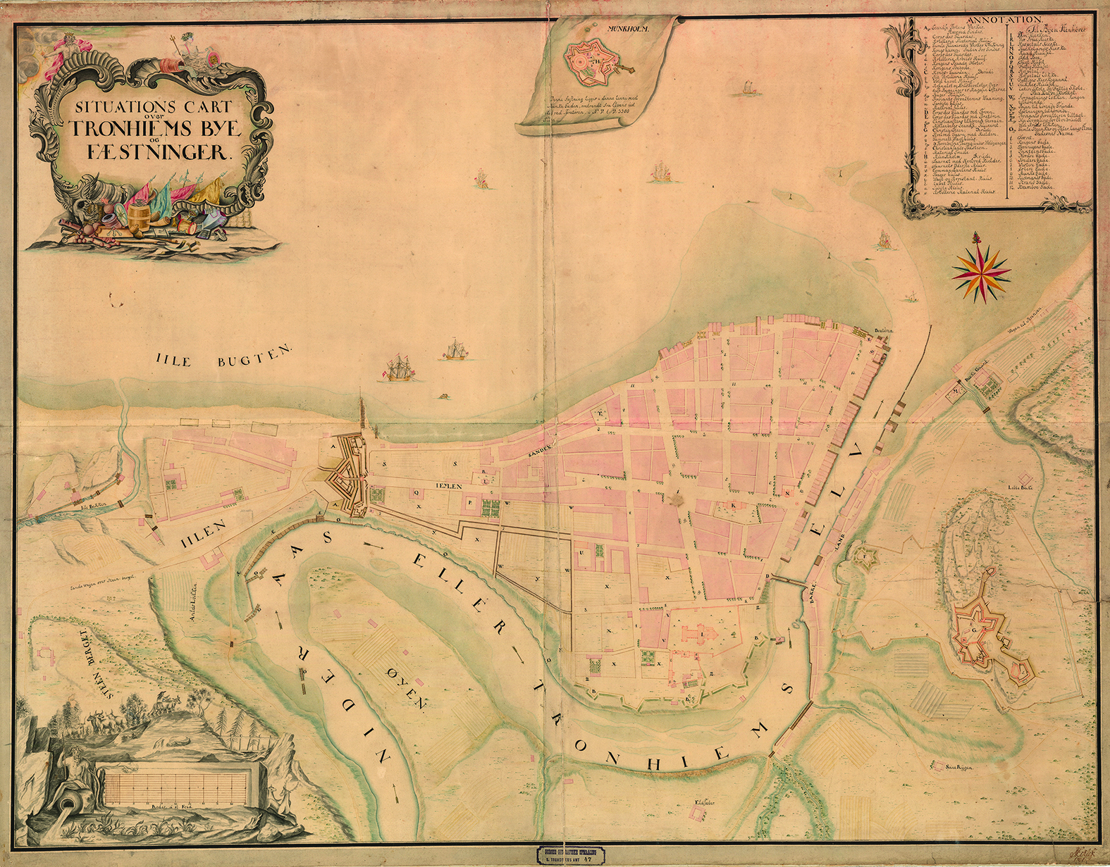 Kart over Trondheim fra 1761