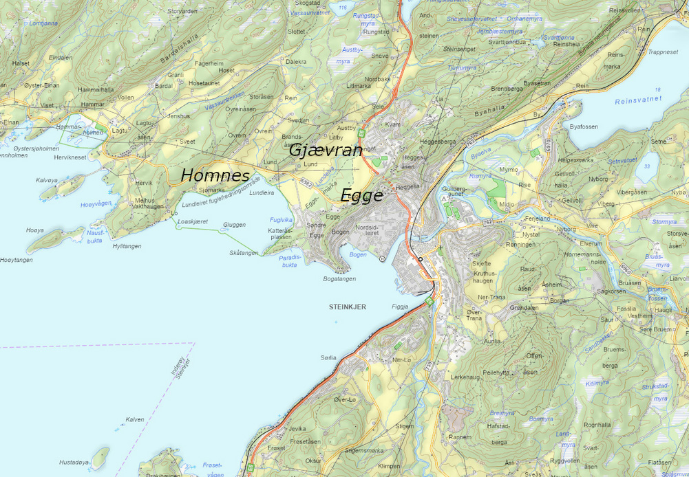Fig 5 Et kart over Steinkjer